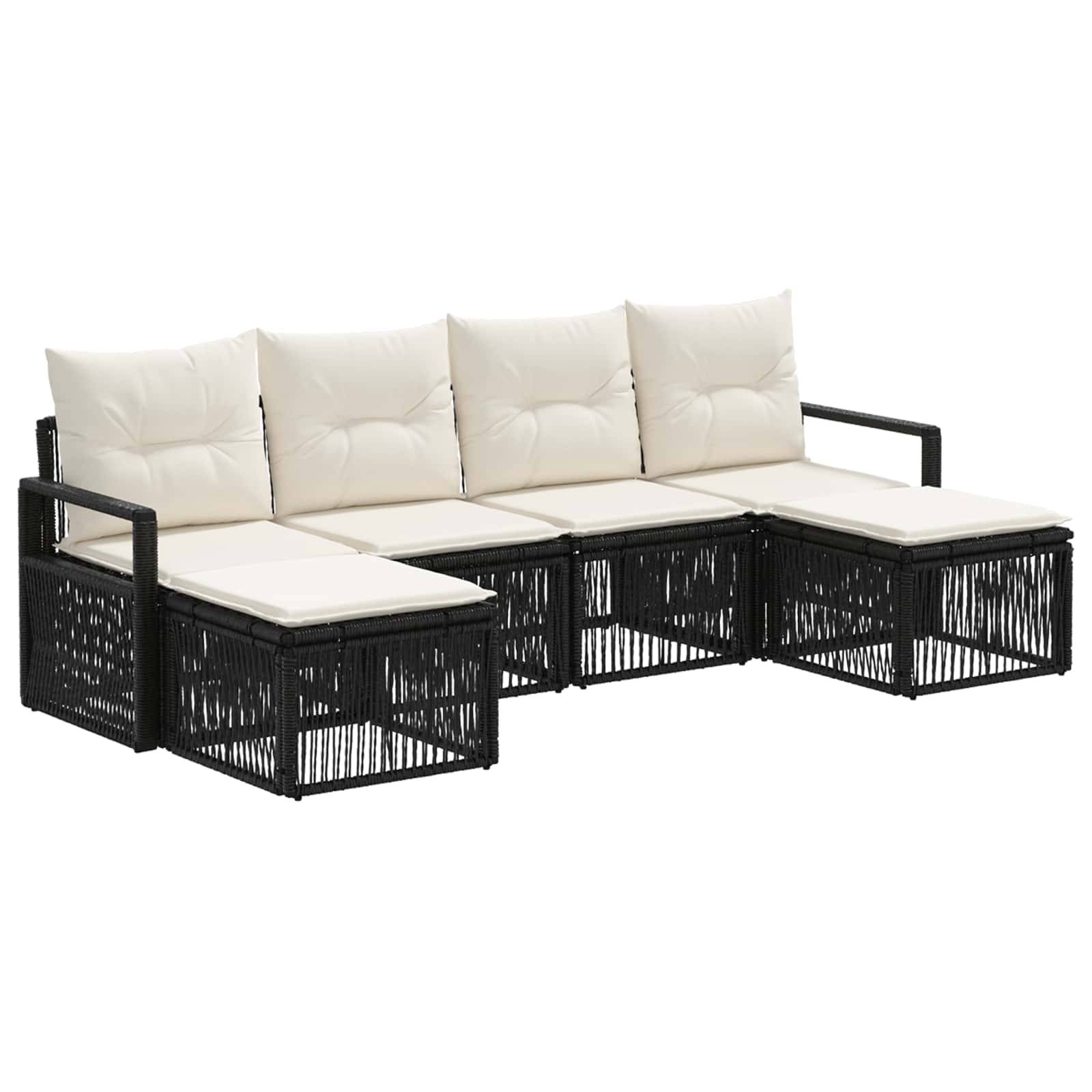 vidaXL Gartensofa-set 6 pcs Schwarz Poly-Rattan