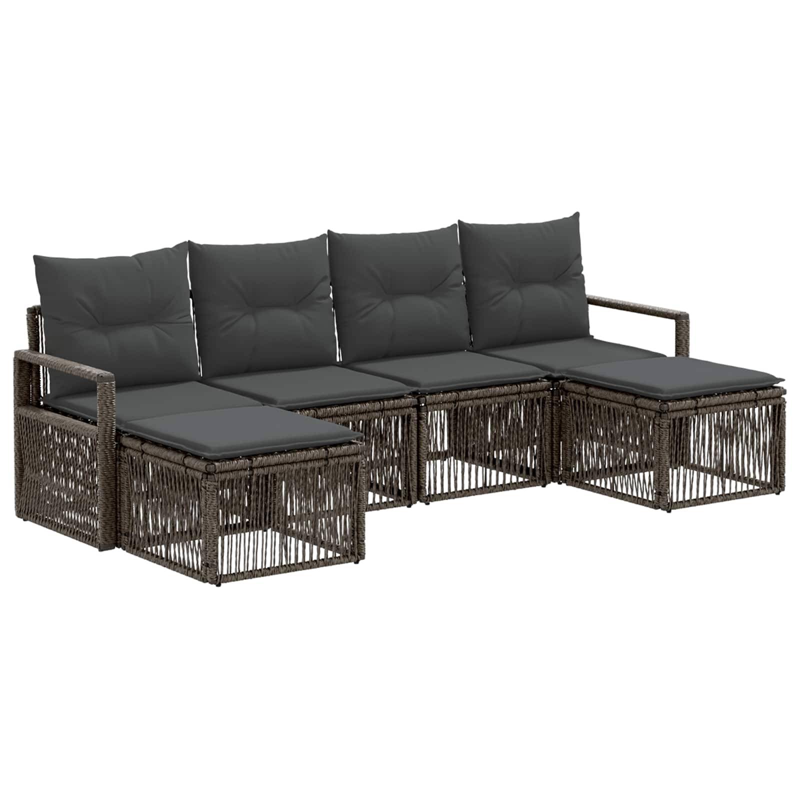 vidaXL Gartensofa-set 6 pcs Grau Poly-Rattan