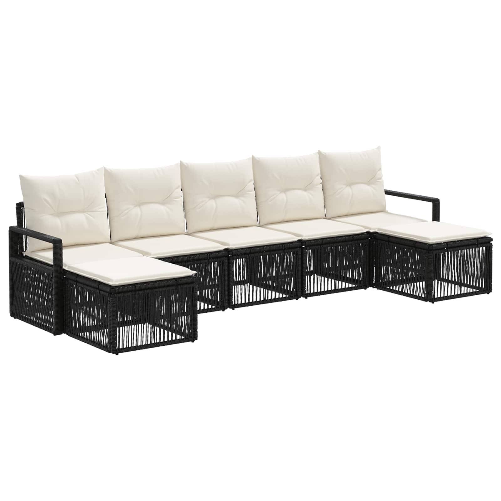 vidaXL Gartensofa-set 7 pcs Schwarz Poly-Rattan