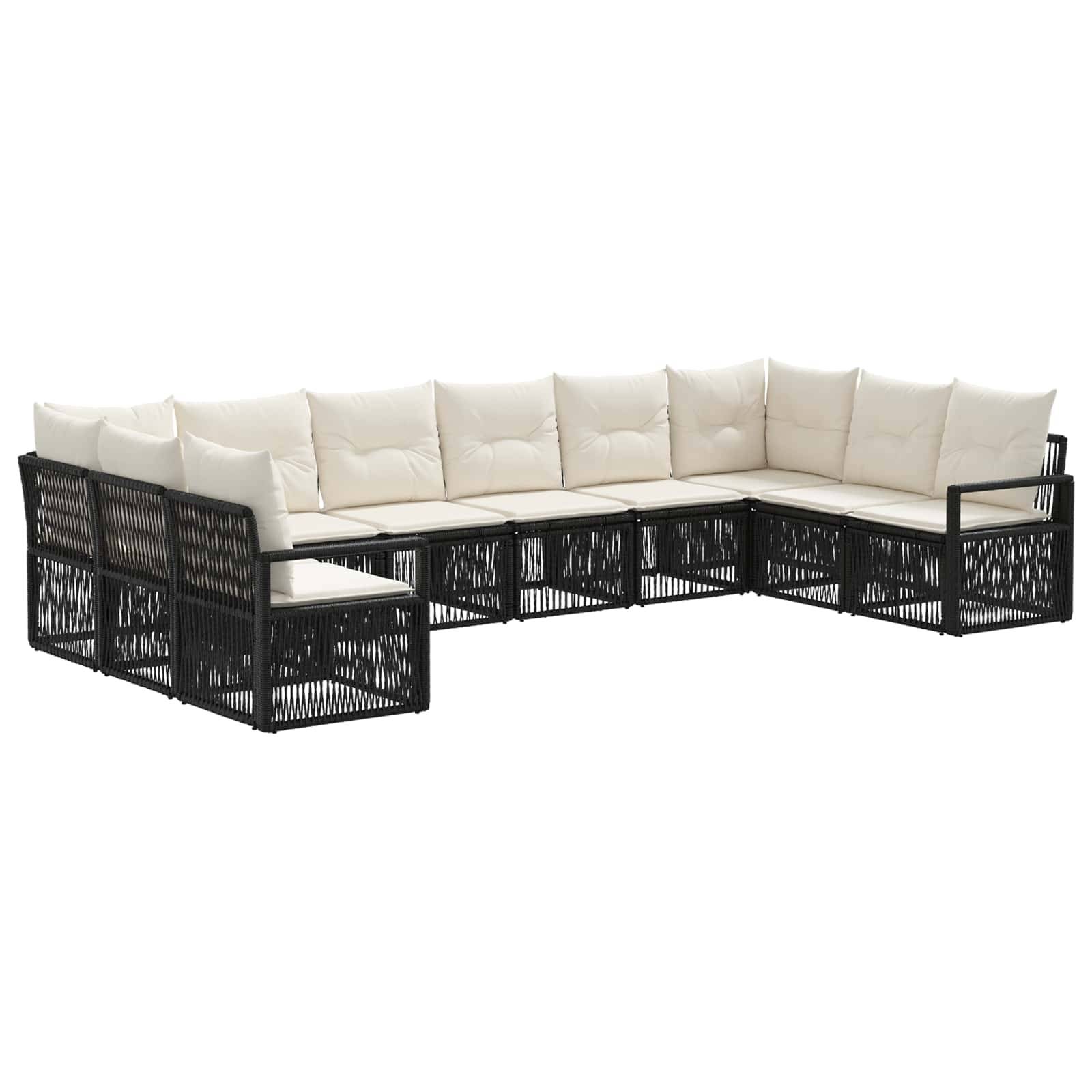 vidaXL Gartensofa-set 10 pcs Schwarz Poly-Rattan