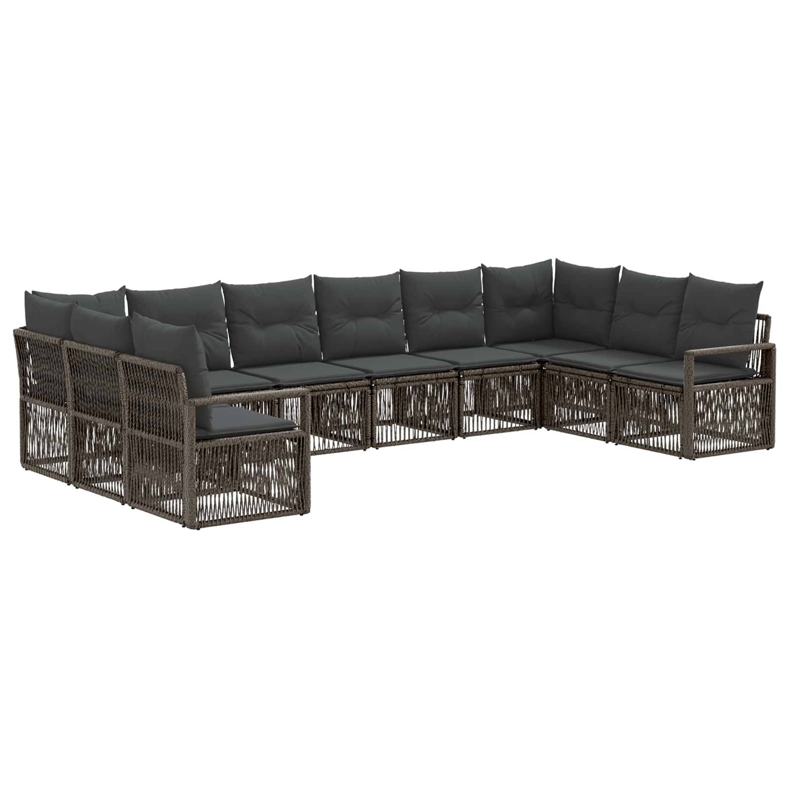 vidaXL Gartensofa-set 10 pcs Grau Poly-Rattan