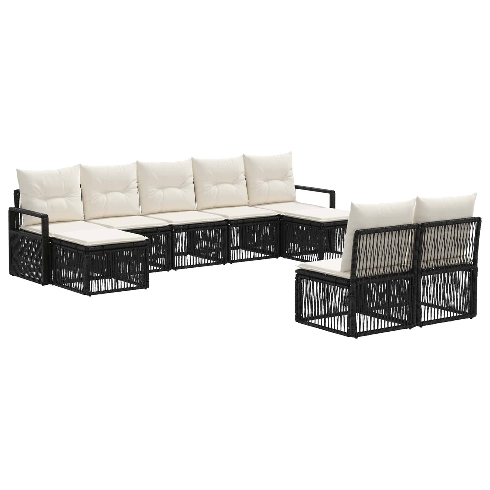 vidaXL Gartensofa-set 9 pcs Schwarz Poly-Rattan