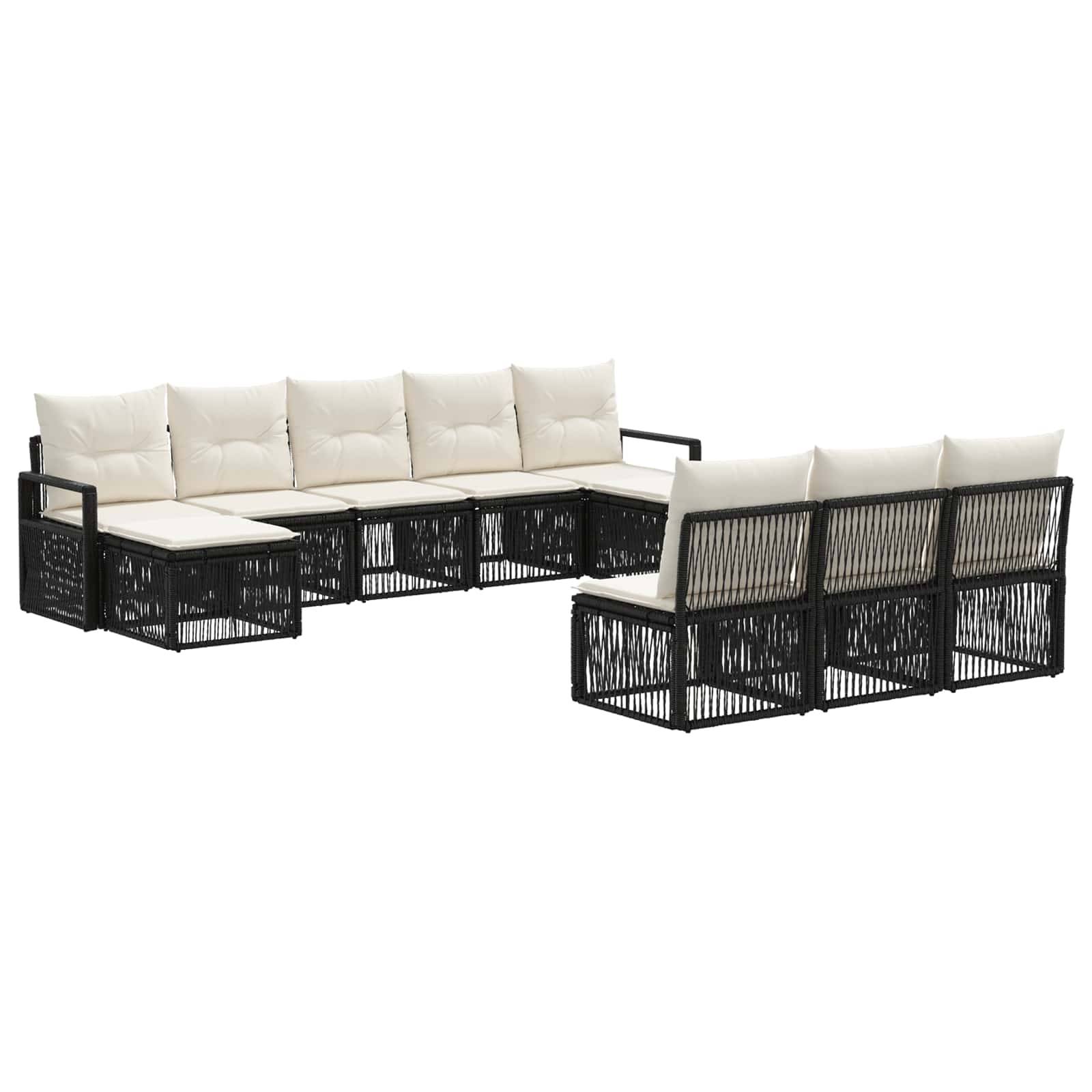 vidaXL Gartensofa-set 10 pcs Schwarz Poly-Rattan