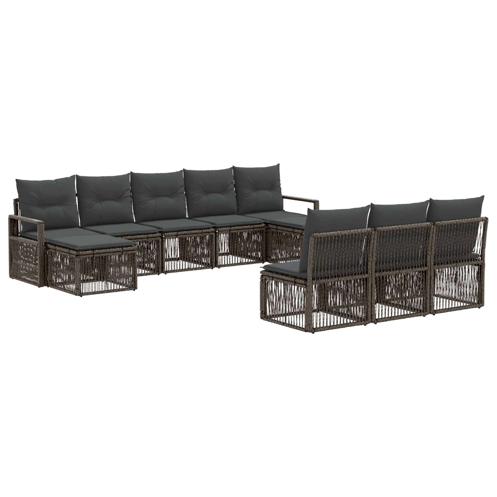 vidaXL Gartensofa-set 10 pcs Grau Poly-Rattan