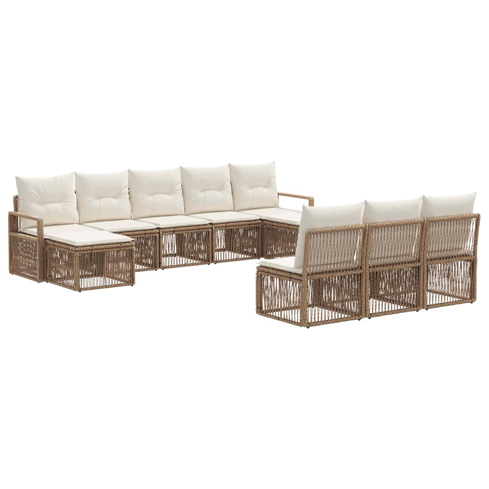 vidaXL Gartensofa-set 10 pcs Beige Poly-Rattan
