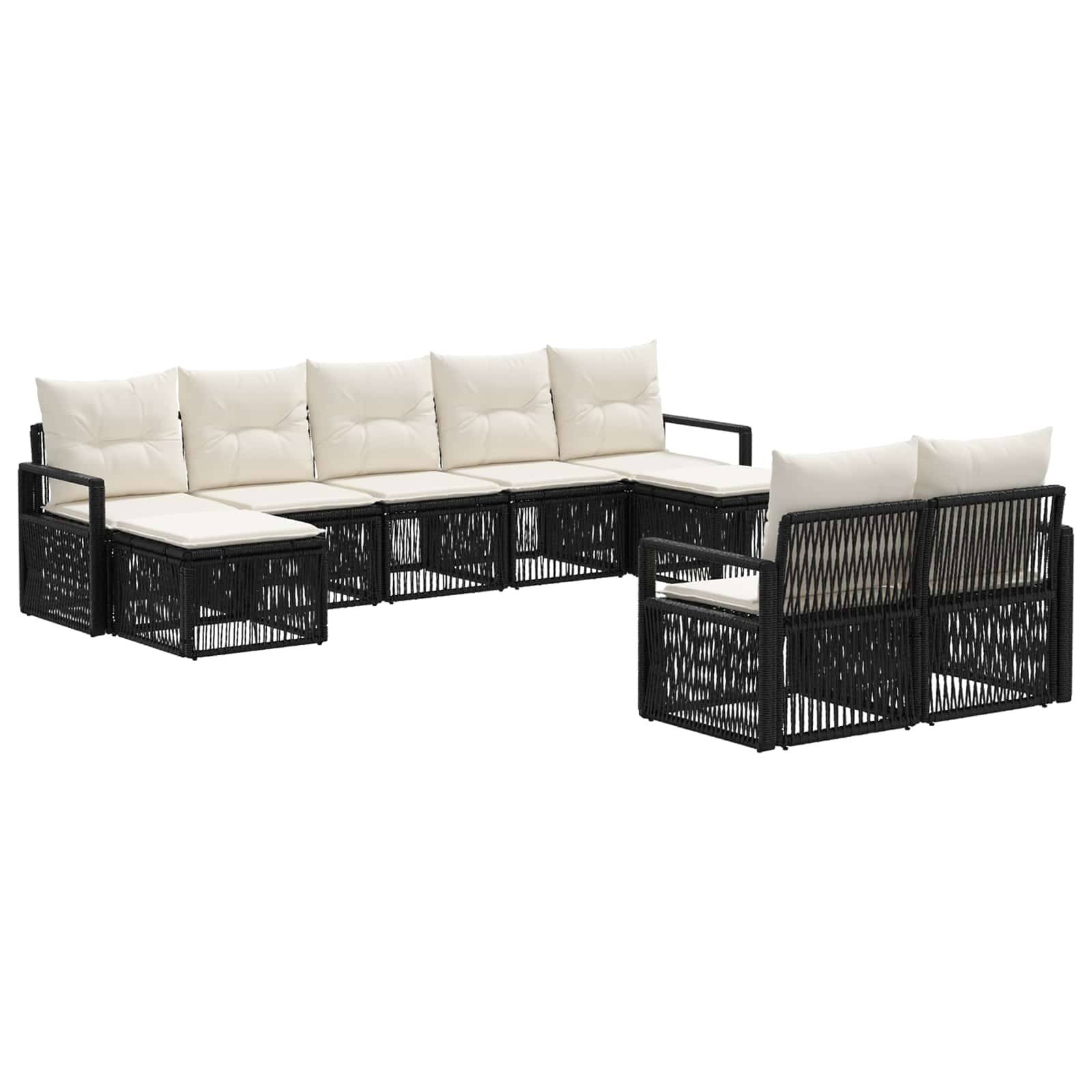 vidaXL Gartensofa-set 9 pcs Schwarz Poly-Rattan