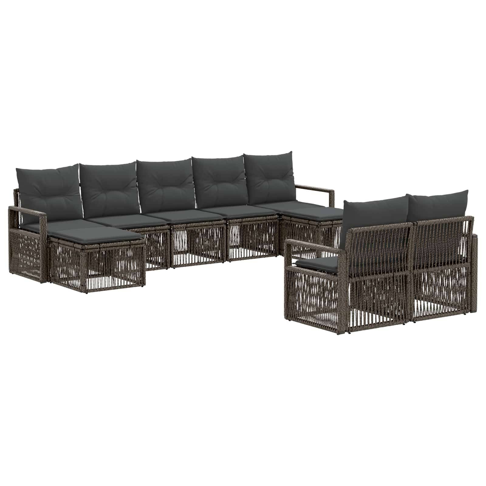 vidaXL Gartensofa-set 9 pcs Grau Poly-Rattan