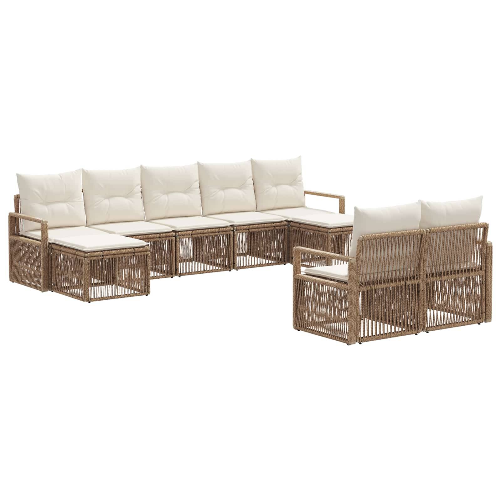 vidaXL Gartensofa-set 9 pcs Beige Poly-Rattan