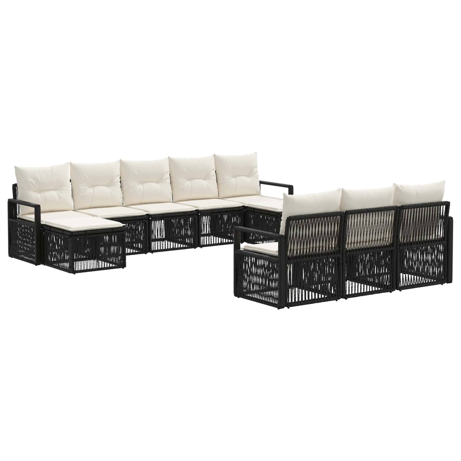 vidaXL Gartensofa-set 10 pcs Schwarz Poly-Rattan