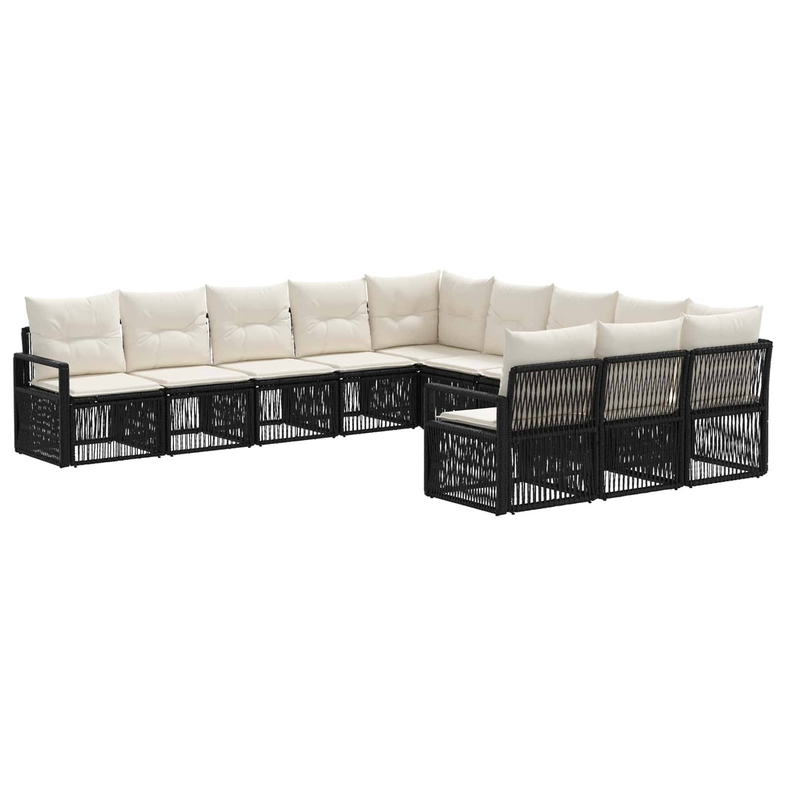 vidaXL Gartensofa-set 11 pcs Schwarz Poly-Rattan