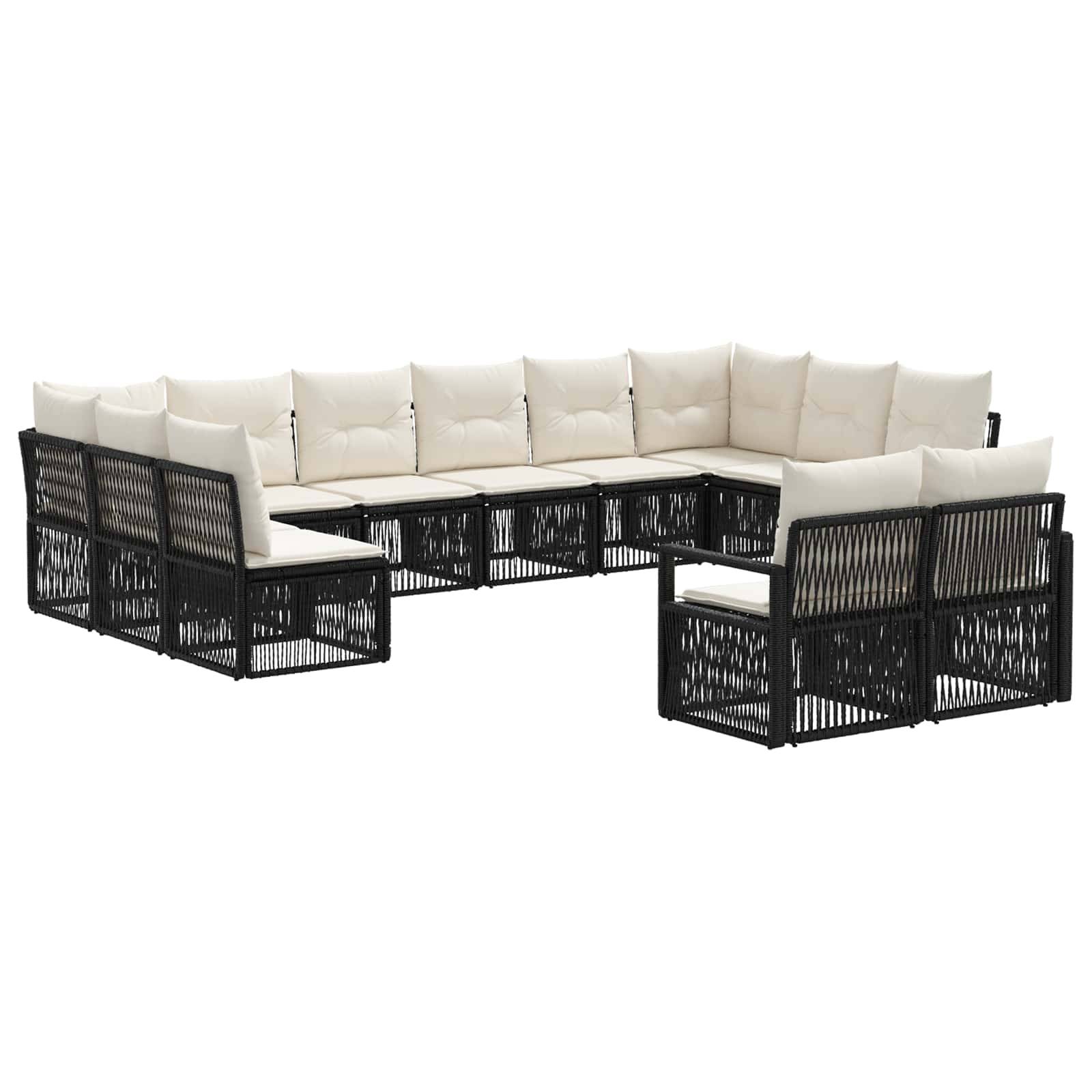vidaXL Gartensofa-set 12 pcs Schwarz Poly-Rattan