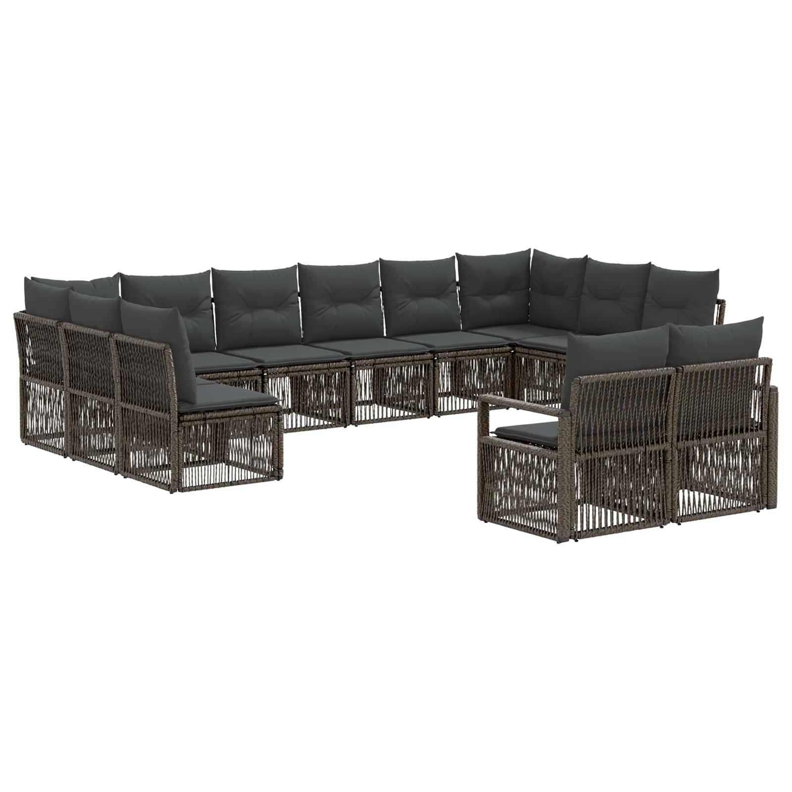 vidaXL Gartensofa-set 12 pcs Grau Poly-Rattan