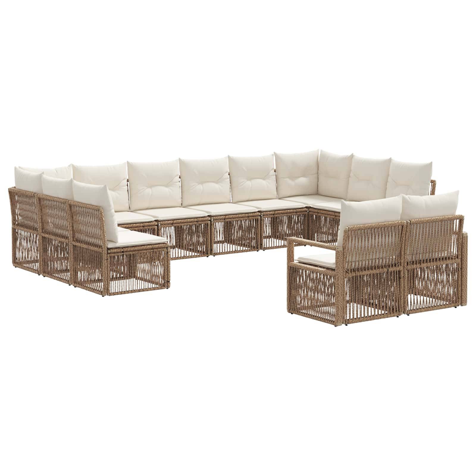 vidaXL Gartensofa-set 12 pcs Beige Poly-Rattan