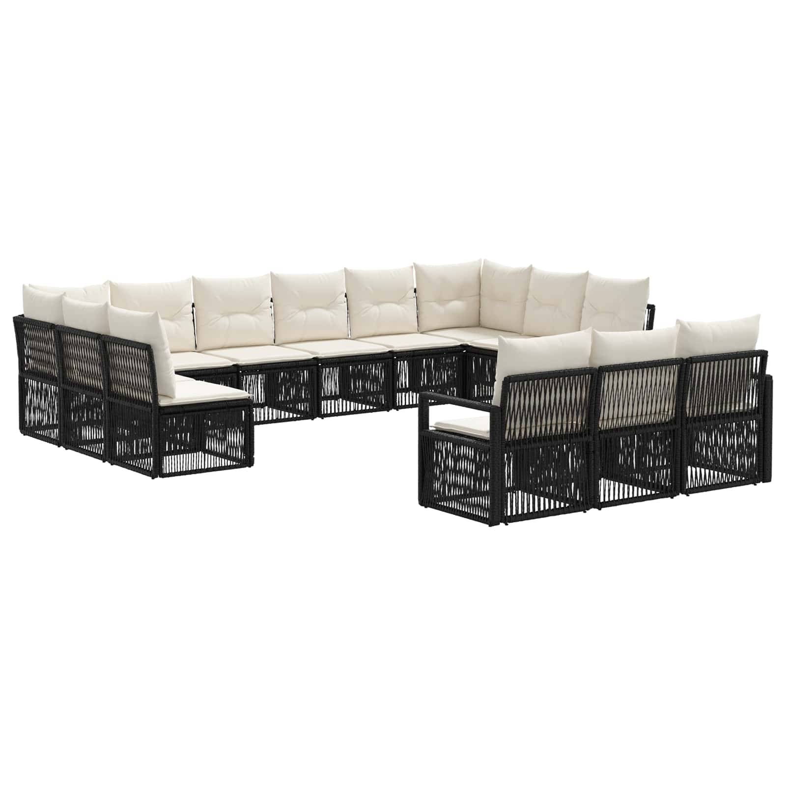 vidaXL Gartensofa-set 13 pcs Schwarz Poly-Rattan