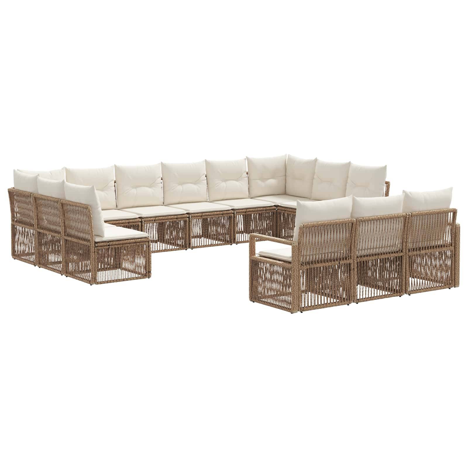 vidaXL Gartensofa-set 13 pcs Beige Poly-Rattan