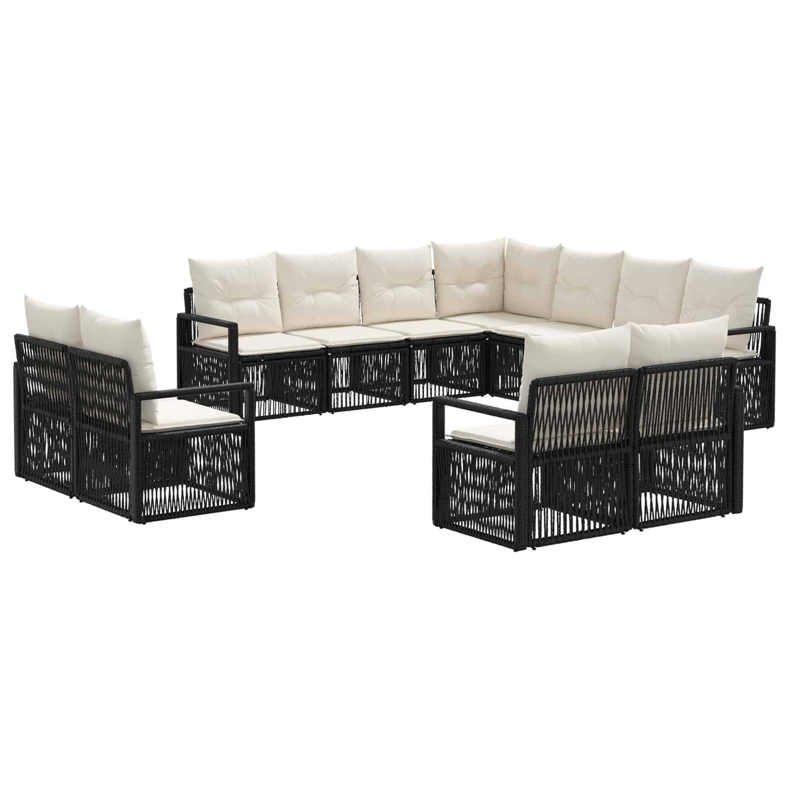 vidaXL Gartensofa-set 11 pcs Schwarz Poly-Rattan