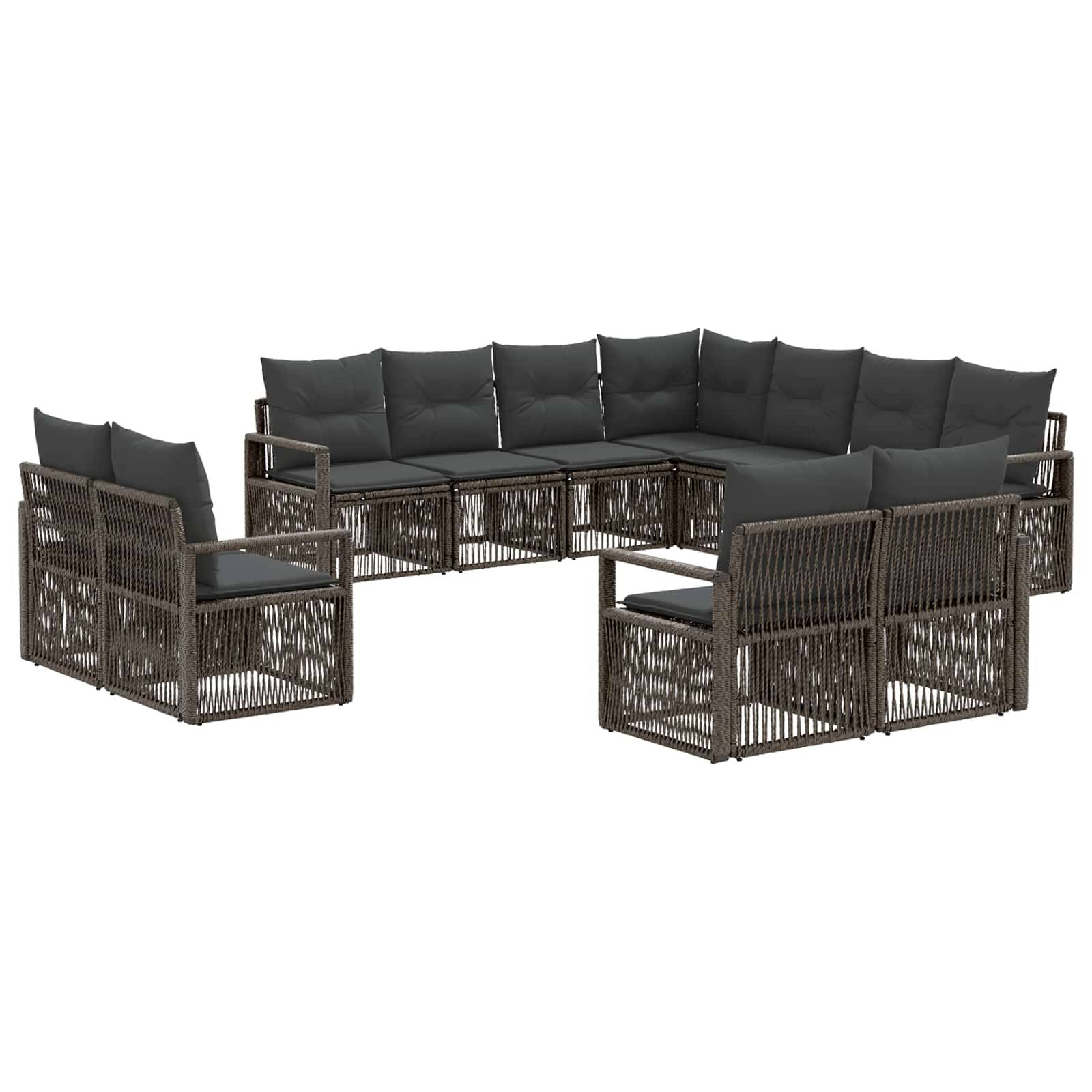 vidaXL Gartensofa-set 11 pcs Grau Poly-Rattan