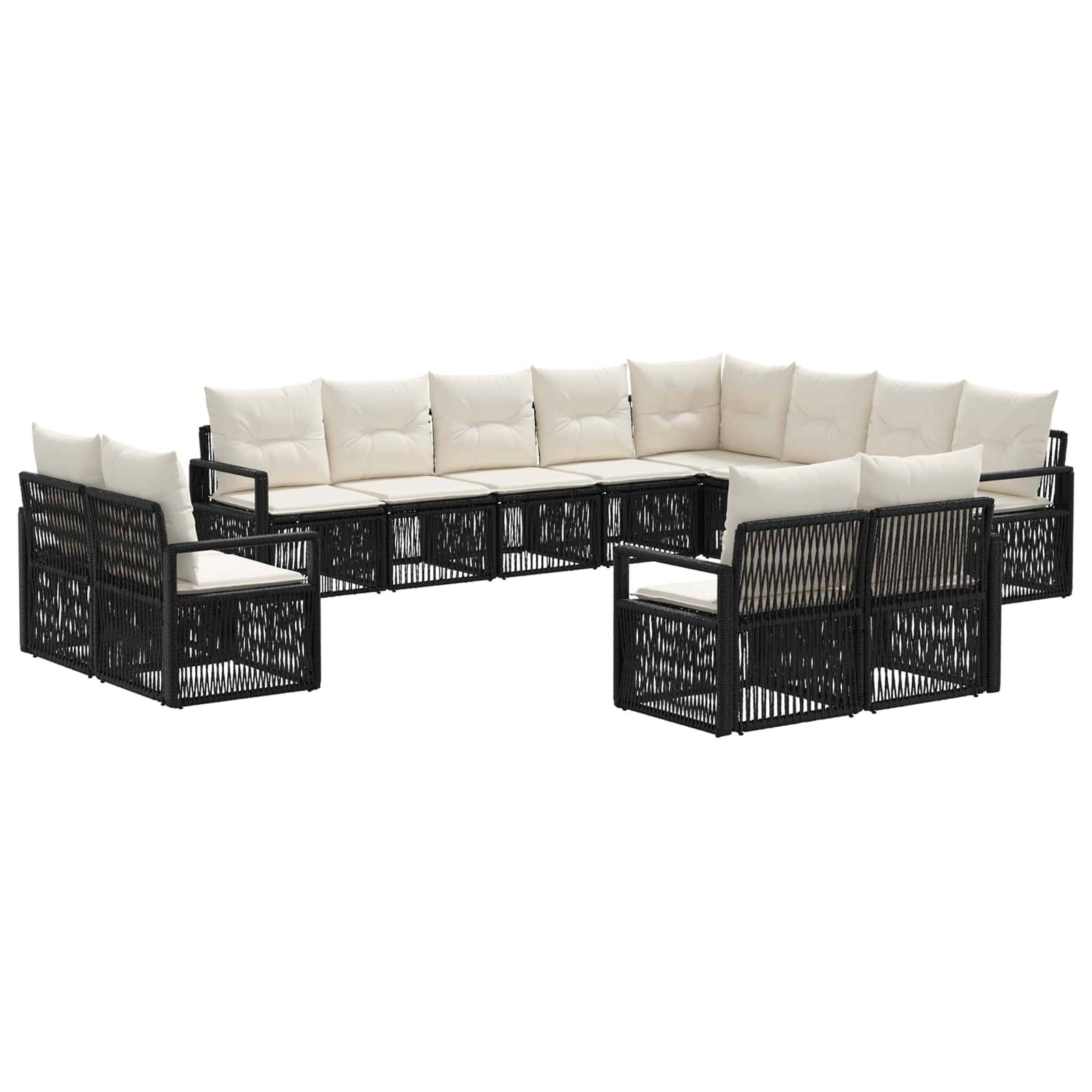 vidaXL Gartensofa-set 12 pcs Schwarz Poly-Rattan