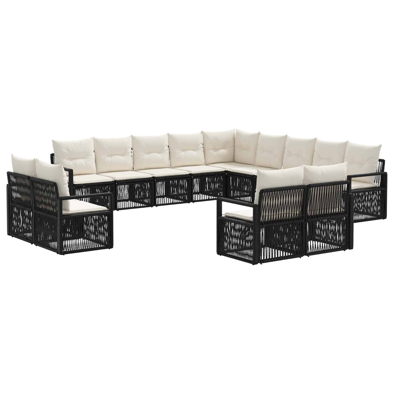 vidaXL Gartensofa-set 13 pcs Schwarz Poly-Rattan