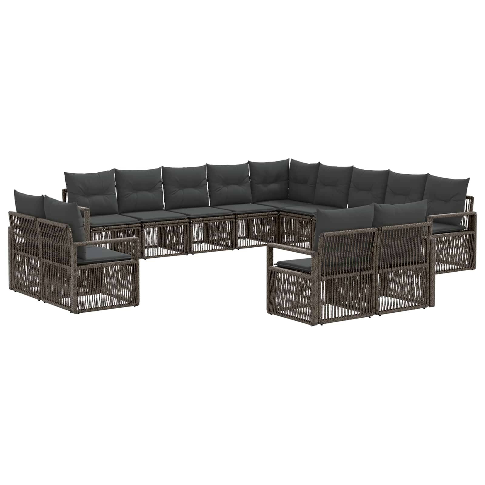 vidaXL Gartensofa-set 13 pcs Grau Poly-Rattan