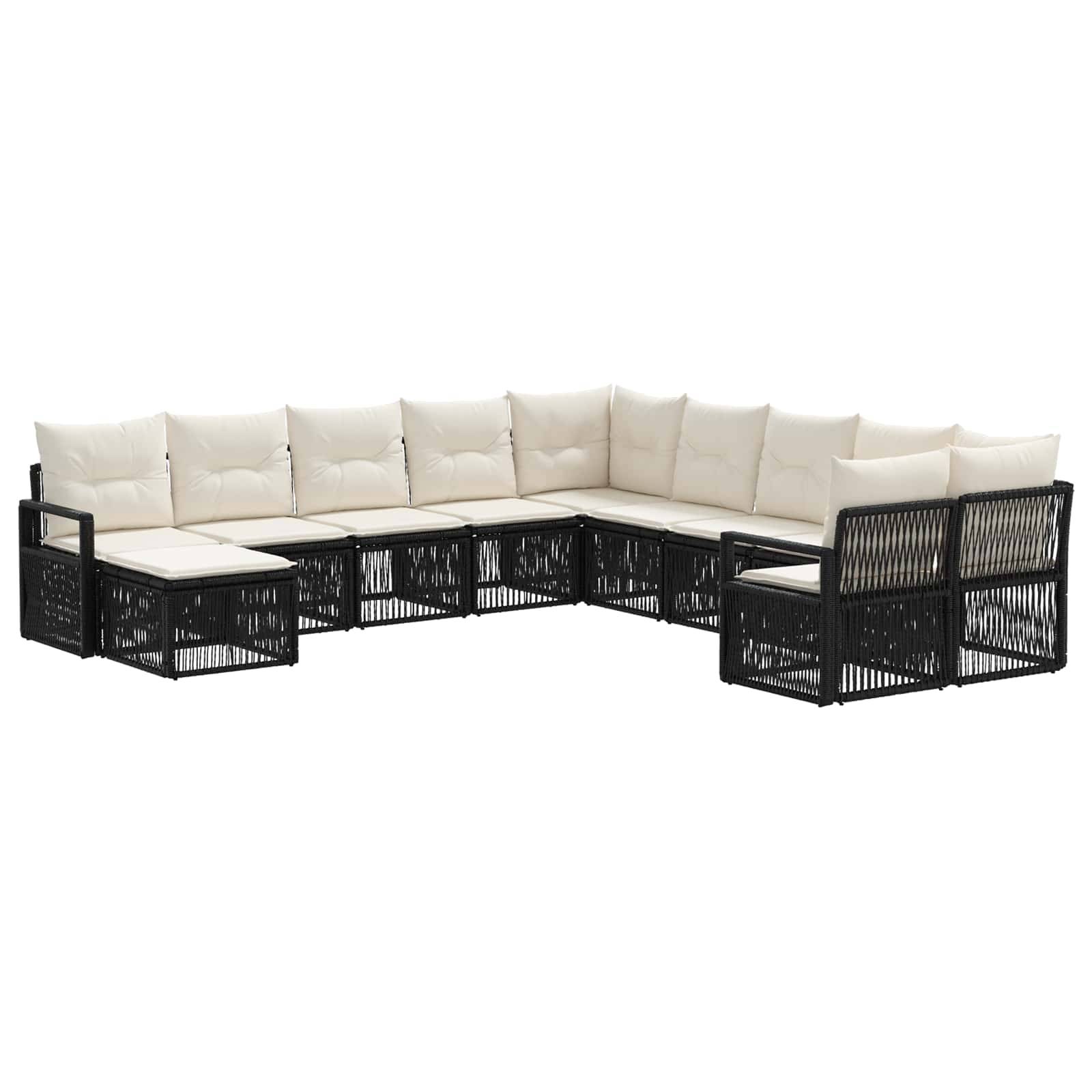 vidaXL Gartensofa-set 11 pcs Schwarz Poly-Rattan