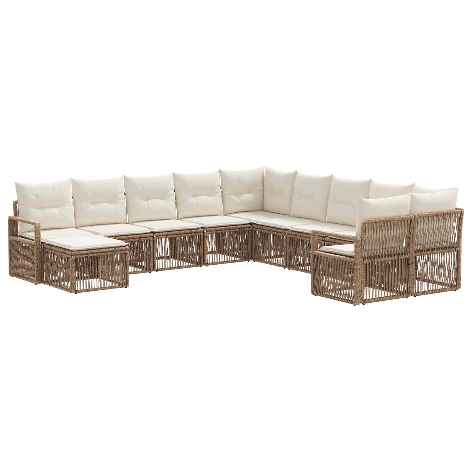vidaXL Gartensofa-set 11 pcs Beige Poly-Rattan