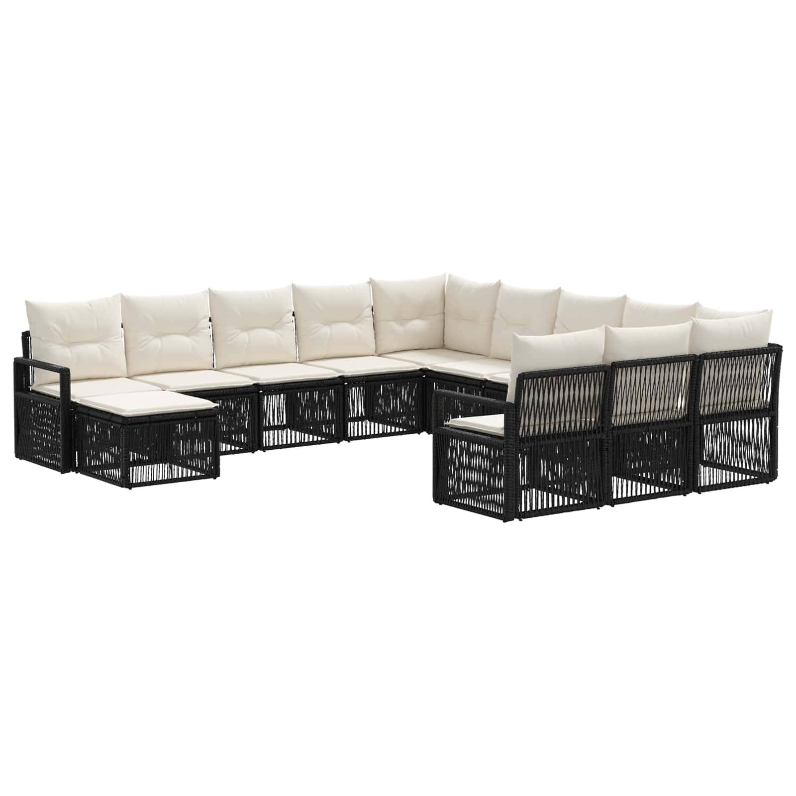 vidaXL Gartensofa-set 12 pcs Schwarz Poly-Rattan