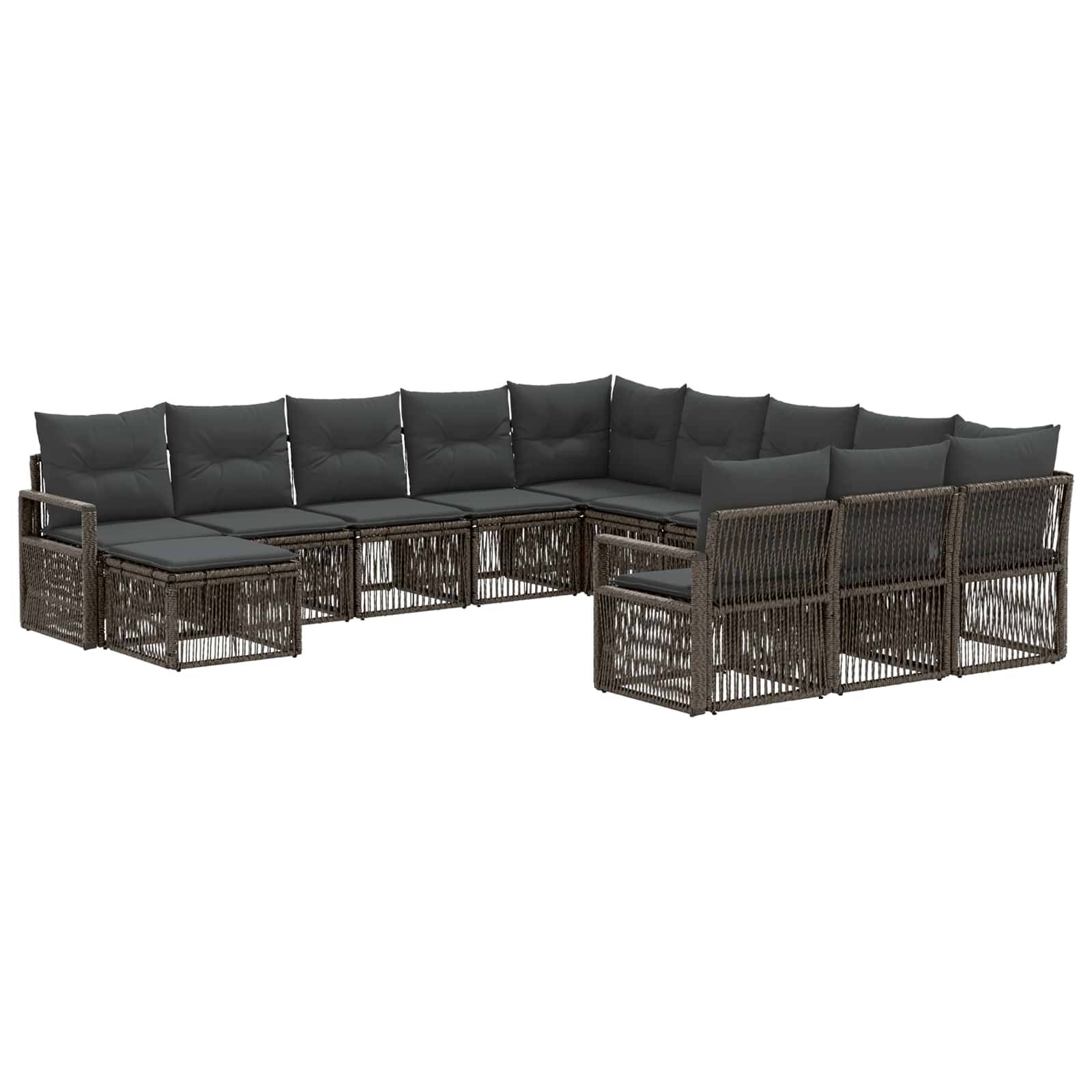 vidaXL Gartensofa-set 12 pcs Grau Poly-Rattan