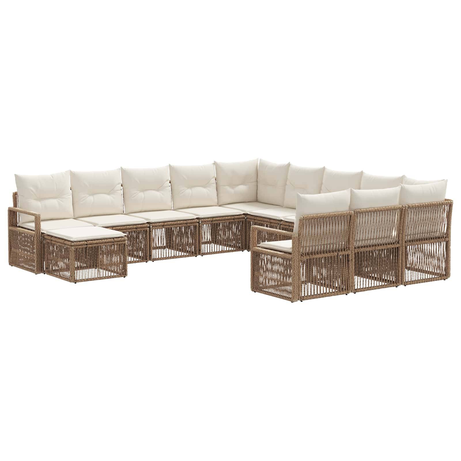 vidaXL Gartensofa-set 12 pcs Beige Poly-Rattan