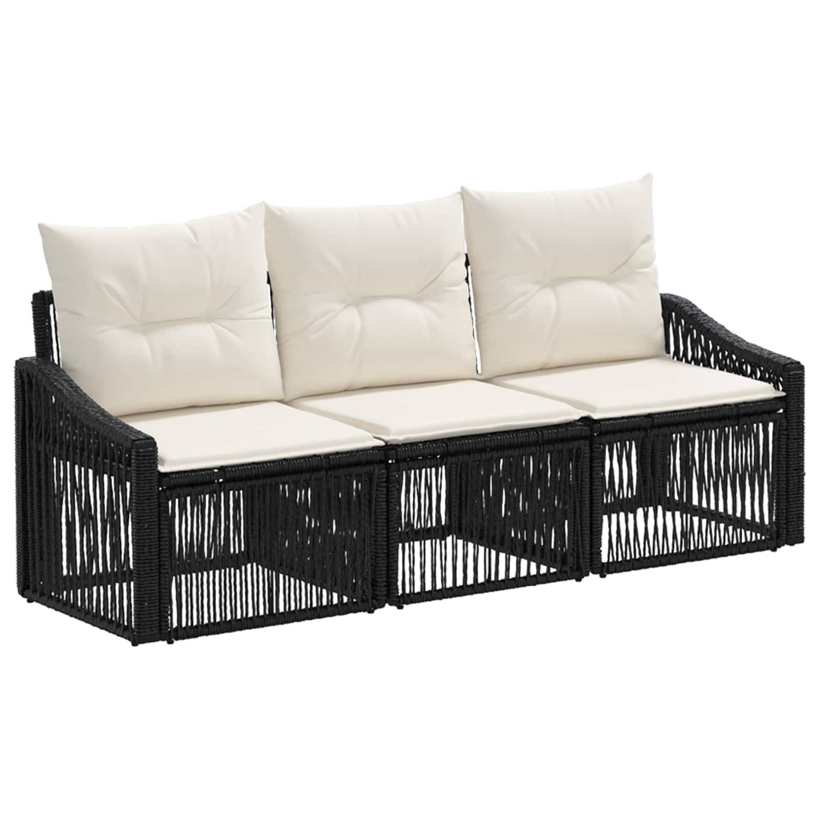 vidaXL Gartensofa-set 3 pcs Schwarz Poly-Rattan