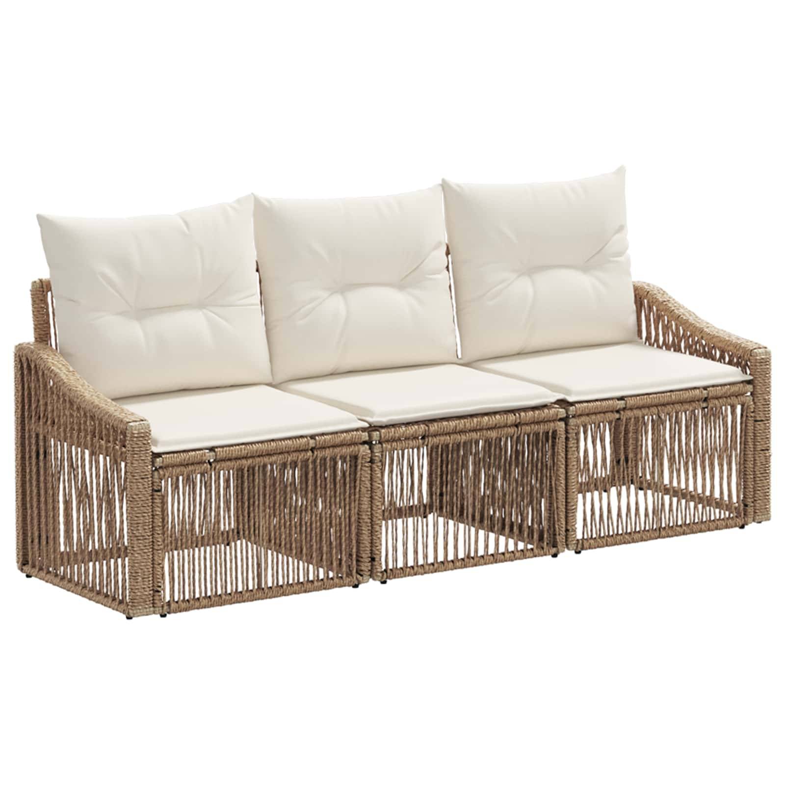 vidaXL Gartensofa-set 3 pcs Beige Poly-Rattan