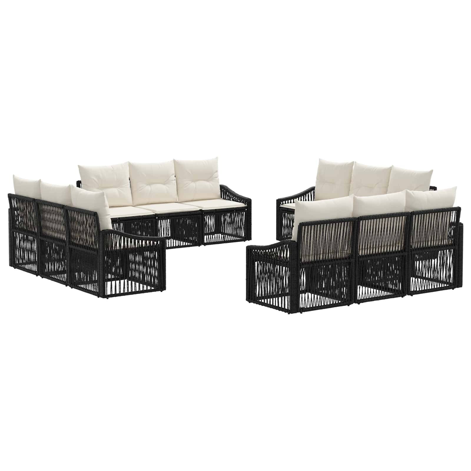 vidaXL Gartensofa-set 12 pcs Schwarz Poly-Rattan