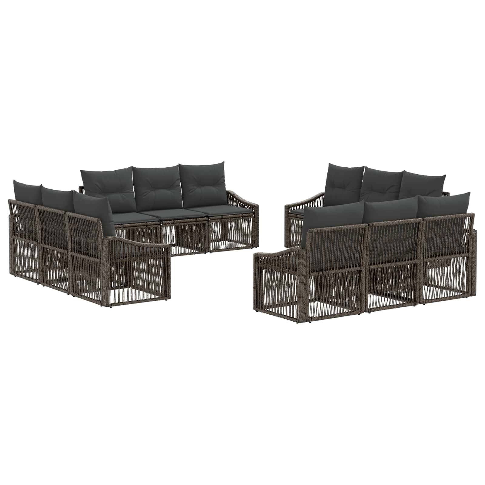 vidaXL Gartensofa-set 12 pcs Grau Poly-Rattan