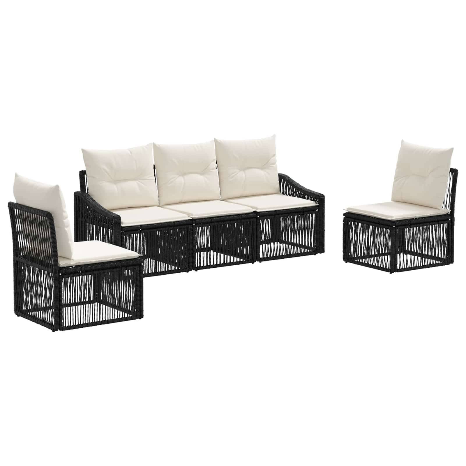 vidaXL Gartensofa-set 5 pcs Schwarz Poly-Rattan