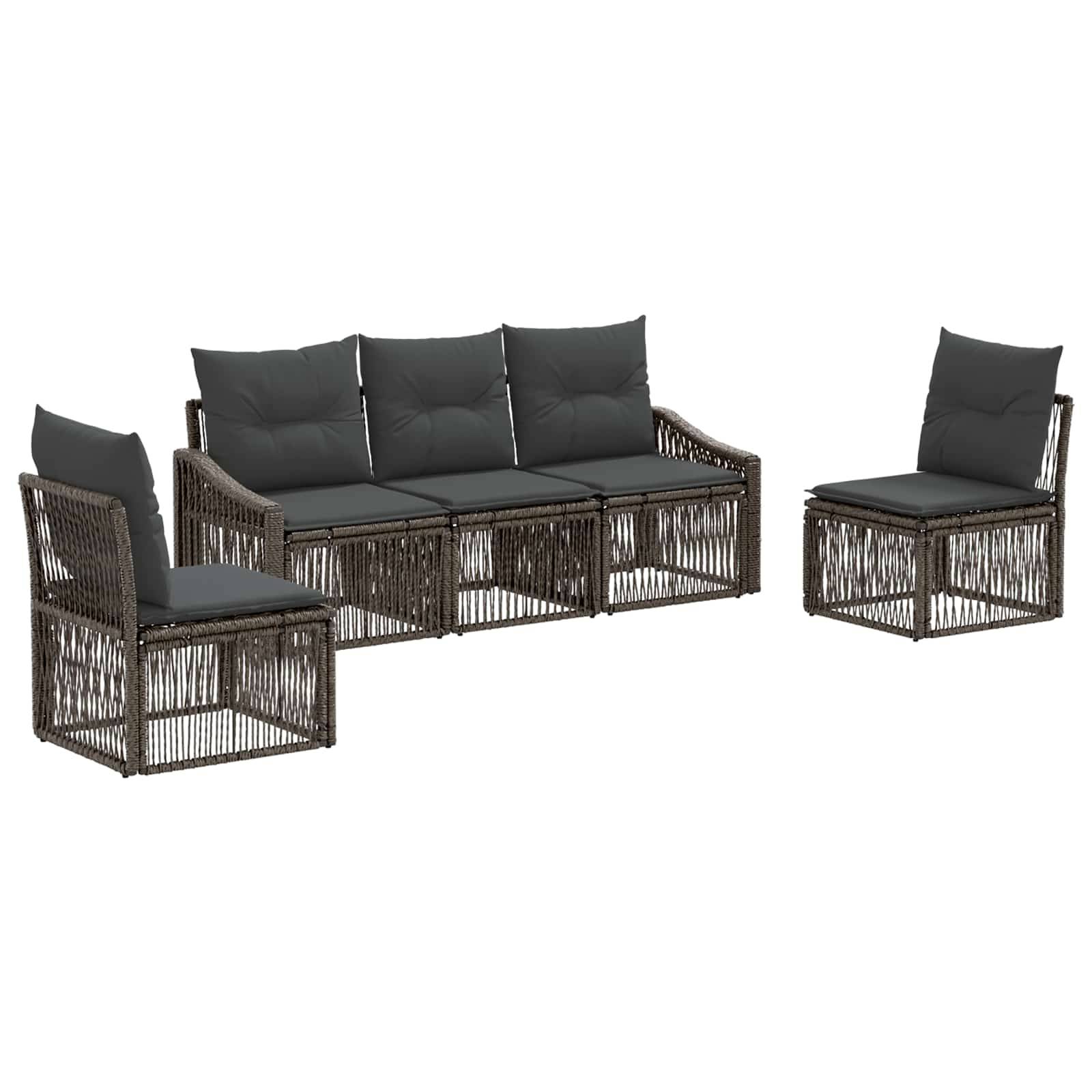 vidaXL Gartensofa-set 5 pcs Grau Poly-Rattan