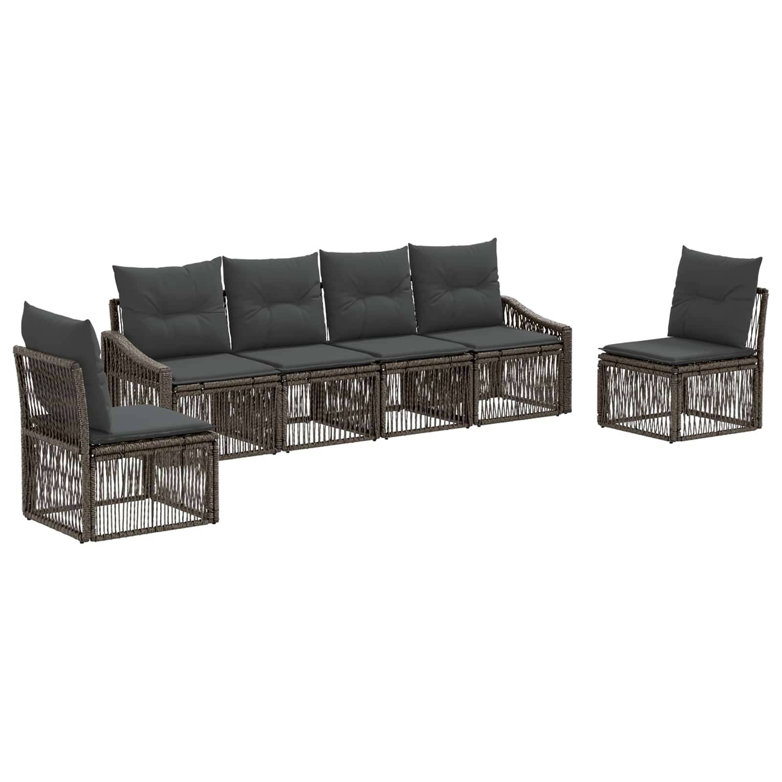 vidaXL Gartensofa-set 6 pcs Grau Poly-Rattan