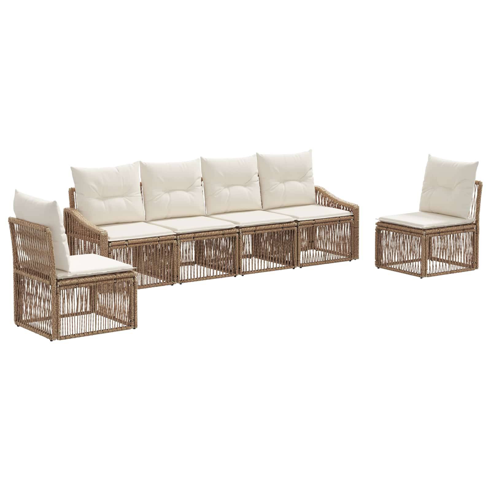 vidaXL Gartensofa-set 6 pcs Beige Poly-Rattan