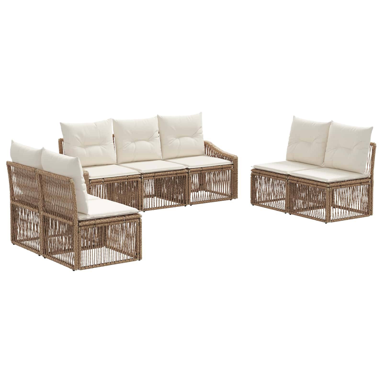 vidaXL Gartensofa-set 7 pcs Beige Poly-Rattan