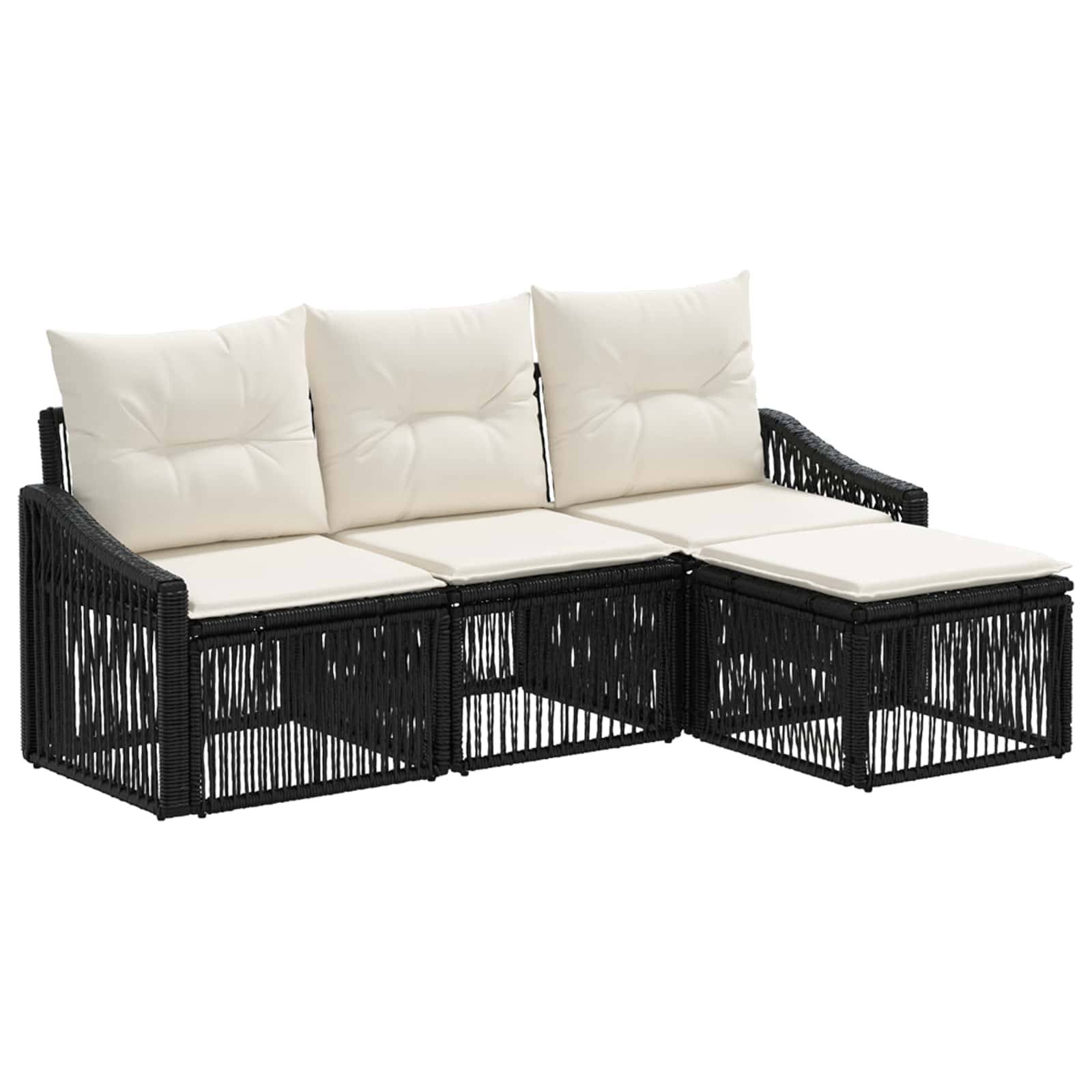vidaXL Gartensofa-set 4 pcs Schwarz Poly-Rattan