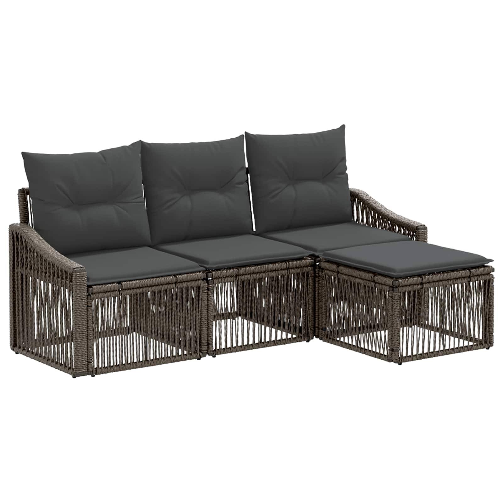 vidaXL Gartensofa-set 4 pcs Grau Poly-Rattan
