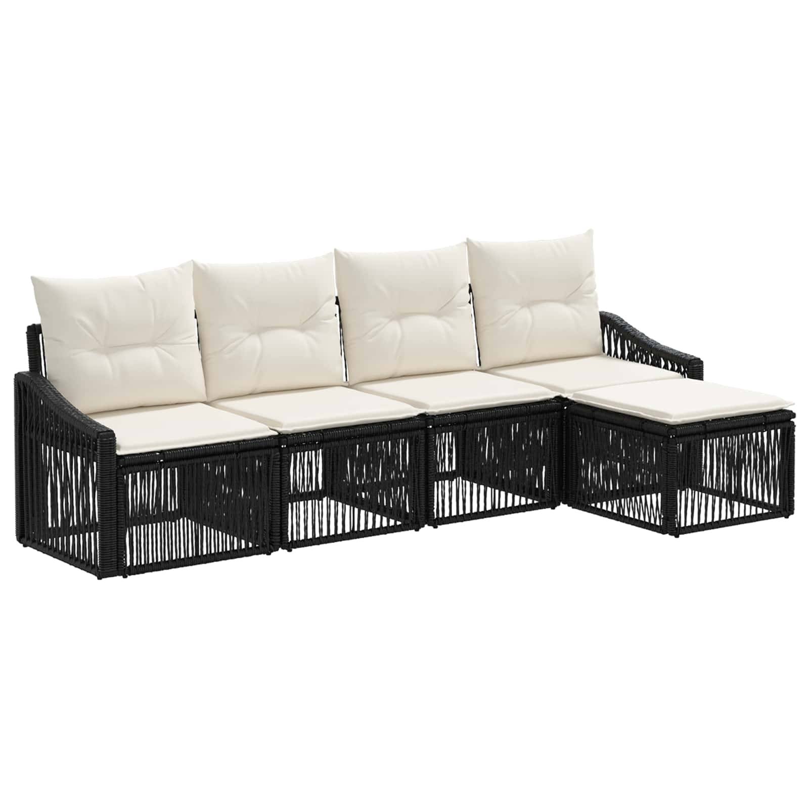 vidaXL Gartensofa-set 5 pcs Schwarz Poly-Rattan