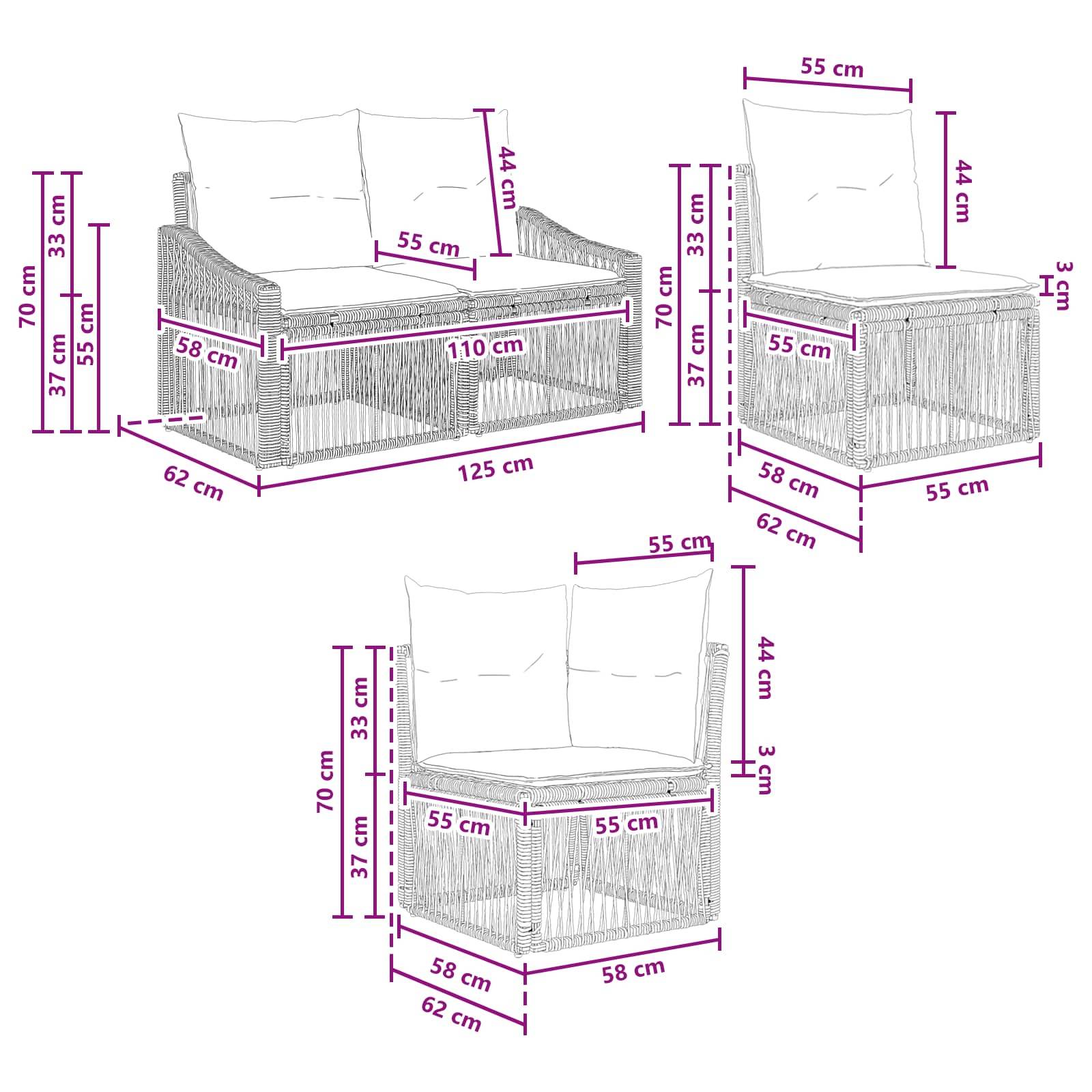 vidaXL Gartensofa-set 12 pcs Beige Poly-Rattan