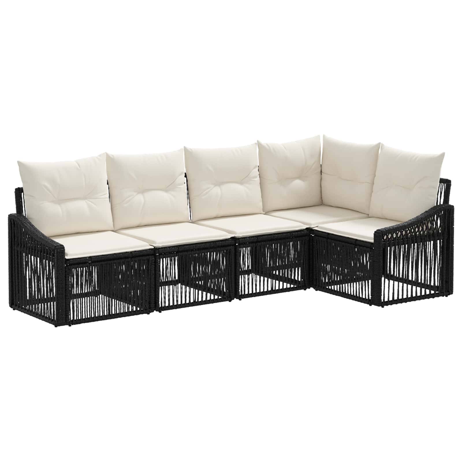 vidaXL Gartensofa-set 5 pcs Schwarz Poly-Rattan