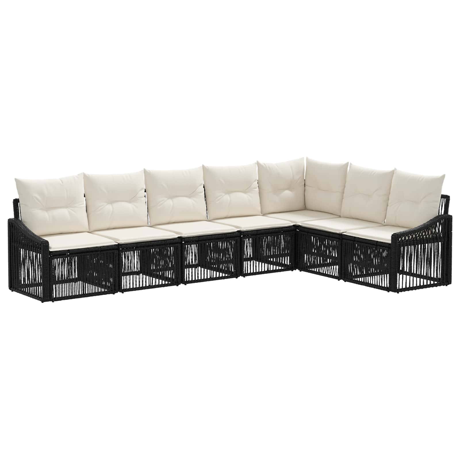 vidaXL Gartensofa-set 7 pcs Schwarz Poly-Rattan