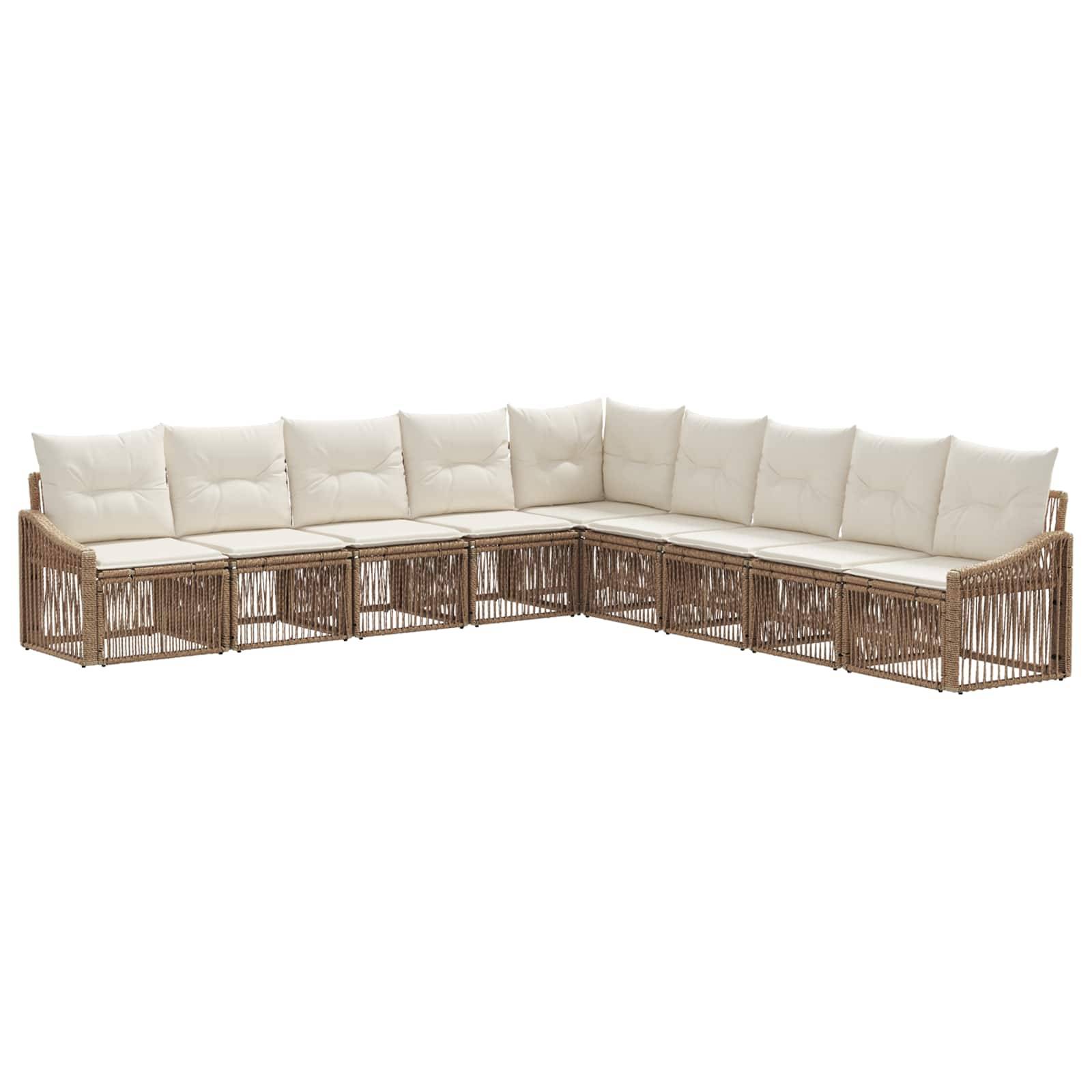 vidaXL Gartensofa-set 9 pcs Beige Poly-Rattan