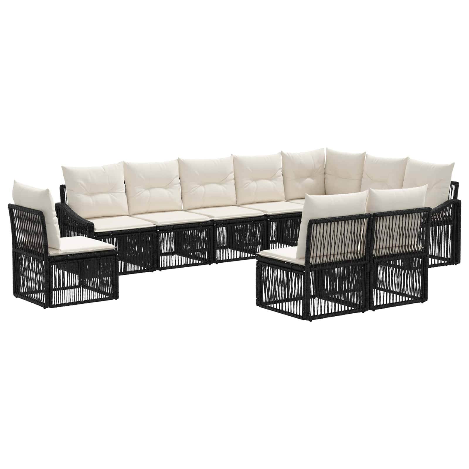 vidaXL Gartensofa-set 10 pcs Schwarz Poly-Rattan