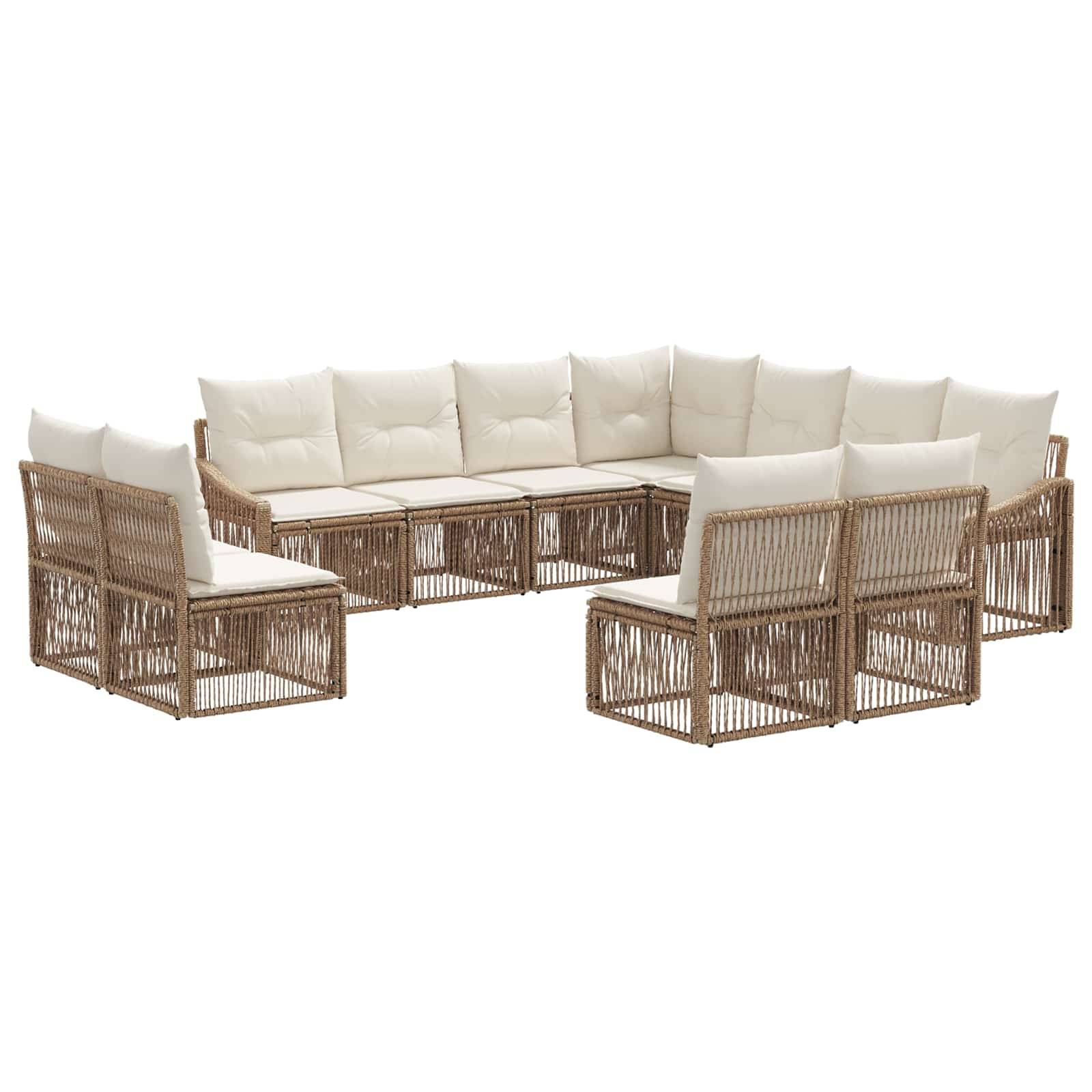 vidaXL Gartensofa-set 11 pcs Beige Poly-Rattan