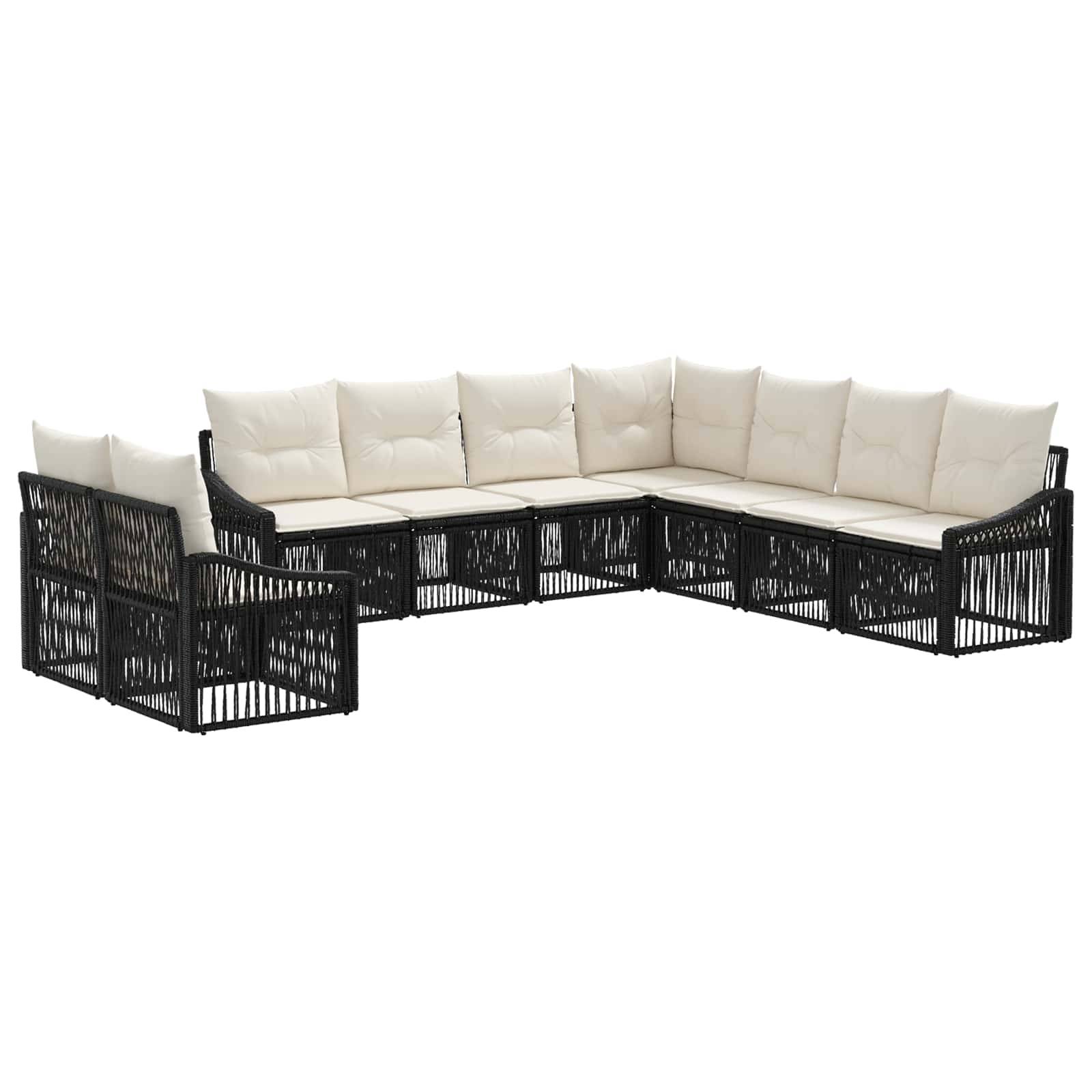 vidaXL Gartensofa-set 9 pcs Schwarz Poly-Rattan