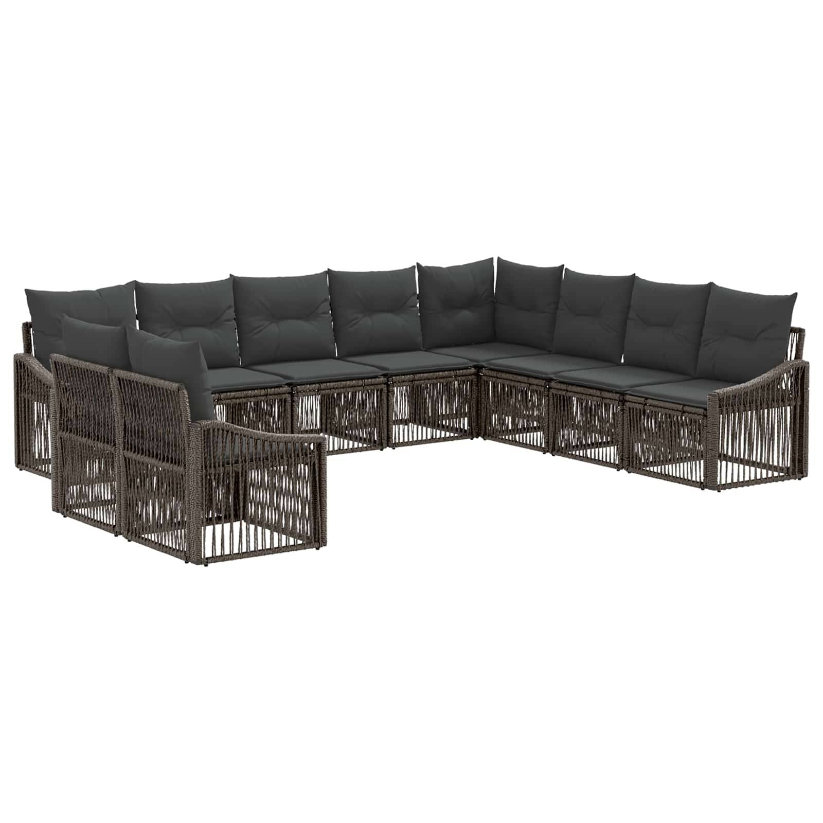vidaXL Gartensofa-set 10 pcs Grau Poly-Rattan