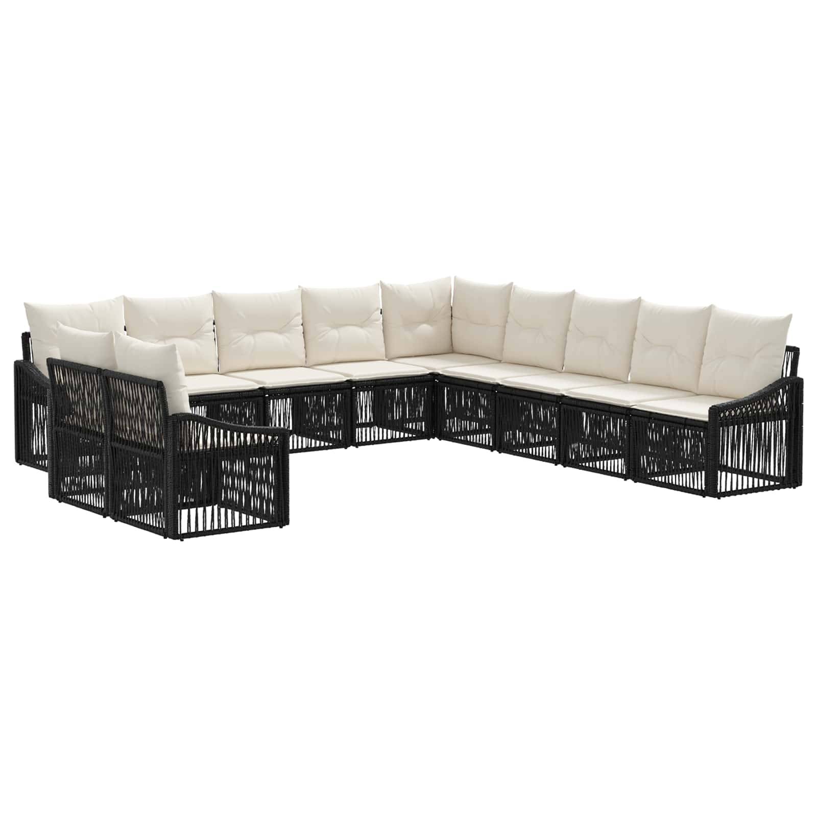 vidaXL Gartensofa-set 11 pcs Schwarz Poly-Rattan